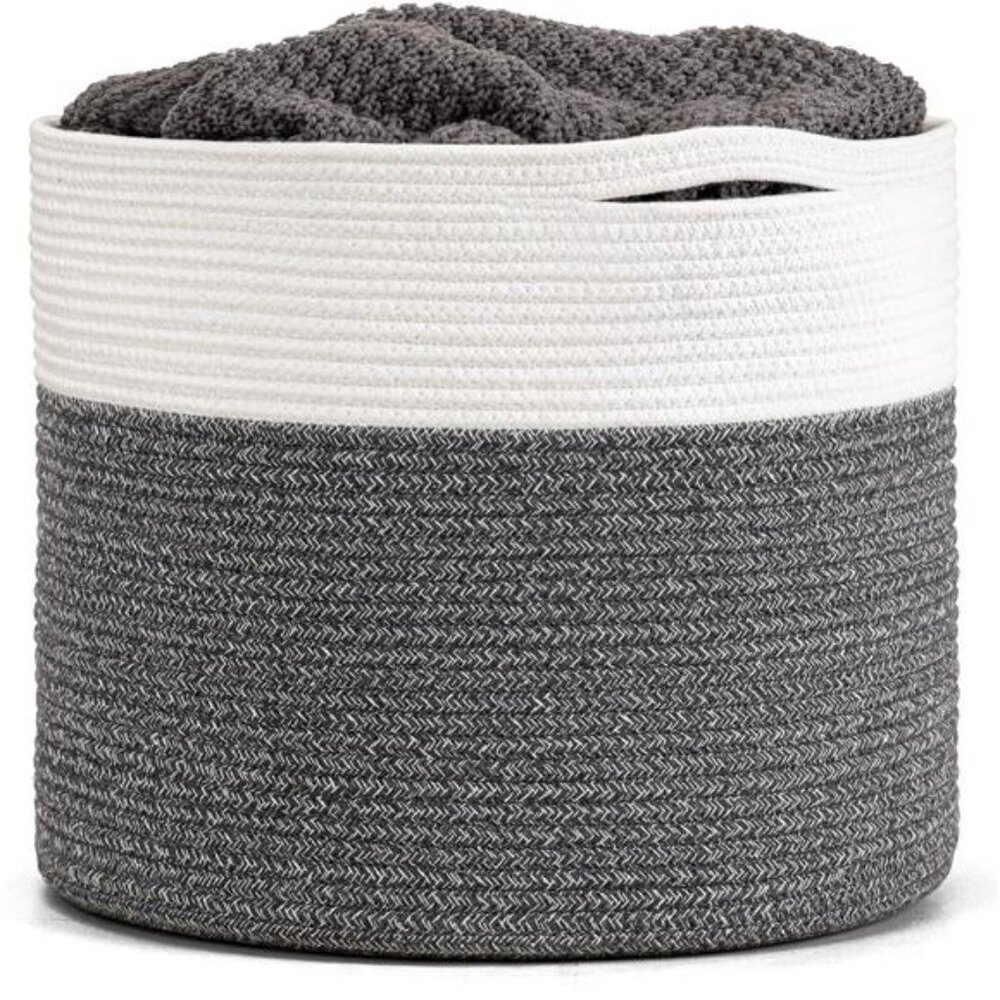 Large Cotton Rope Basket 15.8"x15.8"x13.8"-Baby Laundry Basket Woven Basket